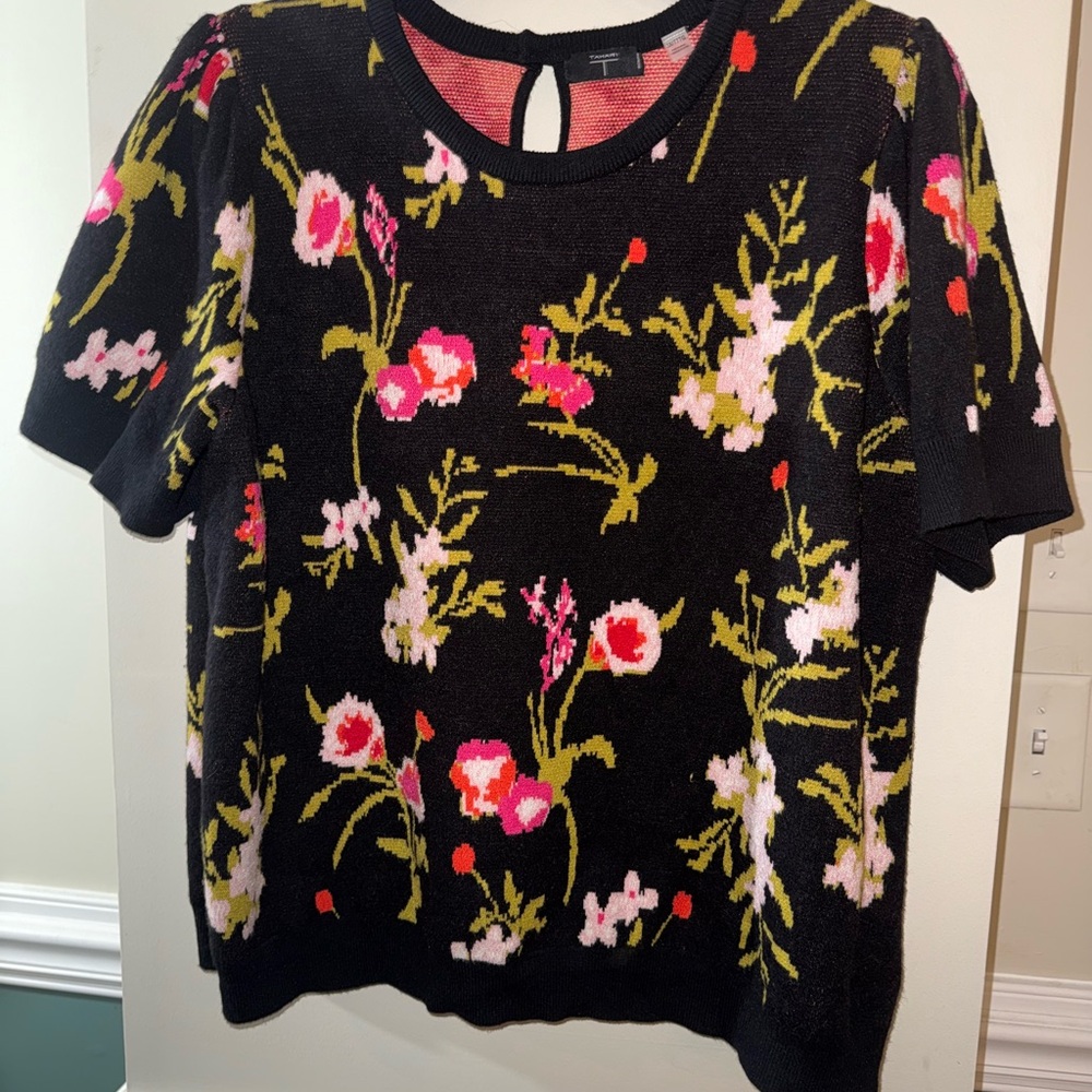Tahari Black Floral Blouse